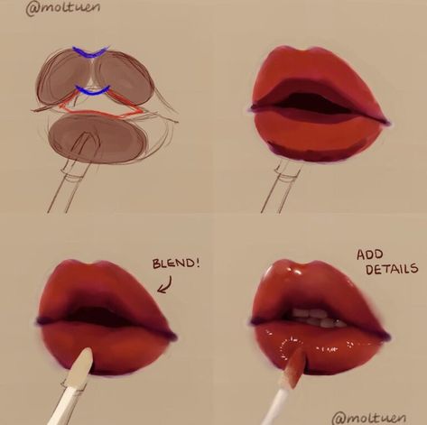 Mouth Drawing Ideas, Lip Doodles, Draw Anime Lips, Mouth Tutorial, Doodles Step By Step, How To Draw Lips, Drawing Lips, Draw Lips, Anime Lips