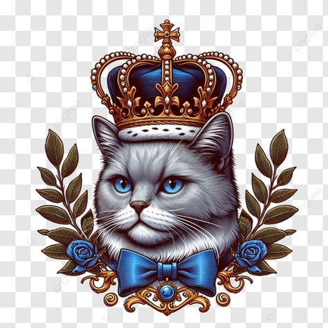 royal gray cat portrait with crown illustration cat animal royal png Cat Crown, Crown Illustration, Illustration Cat, Gray Cat, Transparent Image, Cat Portrait, Cat Animal, Cats Illustration, Cat Portraits