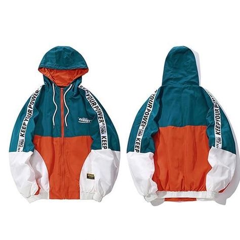 21fe5b8ba755eeaece7a450849876228desc51003936ri Retro Windbreaker, Wu Wear, New Retro Wave, Character Clothes, Winter Outwear, Color Block Jacket, Mens Windbreaker, Japanese Streetwear, Vintage Color