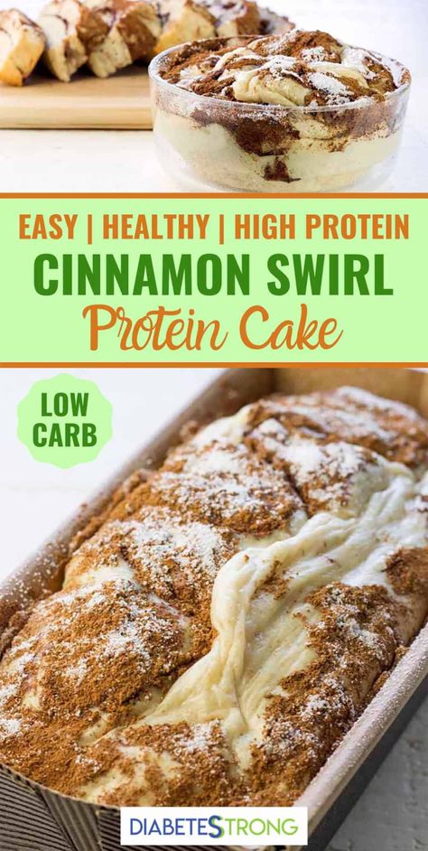 Cinnamon Swirl Protein Cake is a must-try! It’s a high-protein breakfast or snack that’s sugar-free and tastes amazing. If you’ve been looking for a great protein powder cake recipe, you’ve found one! #proteincake #proteinbaking #proteinpowdercake #proteinbreakfast Protein Powder Cake, Healthy Protein Desserts, Cake Slices, Protein Baking, High Protein Desserts, Cake For Breakfast, Healthy Protein Snacks, Protein Cake, Protein Treats