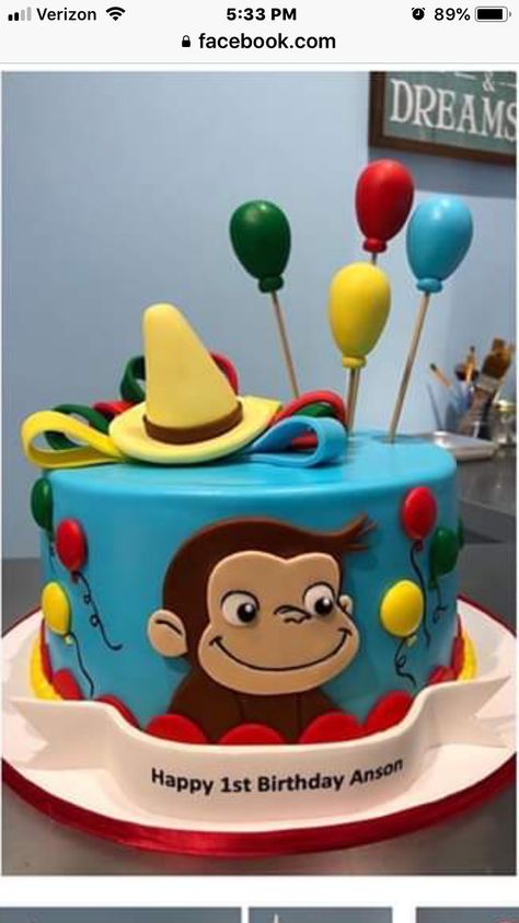 Curious George First Birthday, Curious George Cake, Curious George Cakes, Curious George Birthday Party, 2nd Birthday Cake, Curious George Birthday, 2 Birthday Cake, First Birthday Cake, Bday Cake