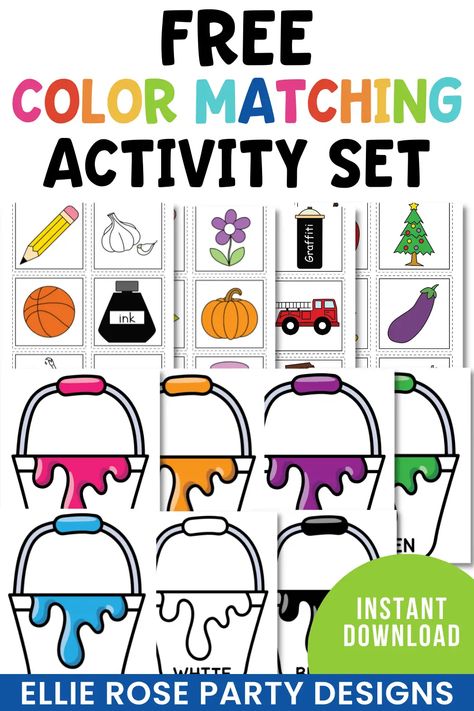 Help toddlers and preschoolers learn their colors with our free printable color matching activity. Click through to download yours! Colour Sorting Activities Printable, Color Sorting Printable Free, Colour Matching Printable Free, Color Games For Preschoolers Circle Time, Color Matching Toddler Activities, Color Unit For Preschool, Color Theme Lesson Plans For Toddlers, Free Matching Games For Preschoolers, Colour Kindergarten Activities