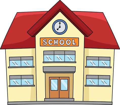 School Clipart Background, School Cartoon Drawing, School Images Pictures, School Images Clip Art, School Cartoon Images, School Drawing Easy, Go To School Cartoon, Drawing Of School, School Kids Cartoon