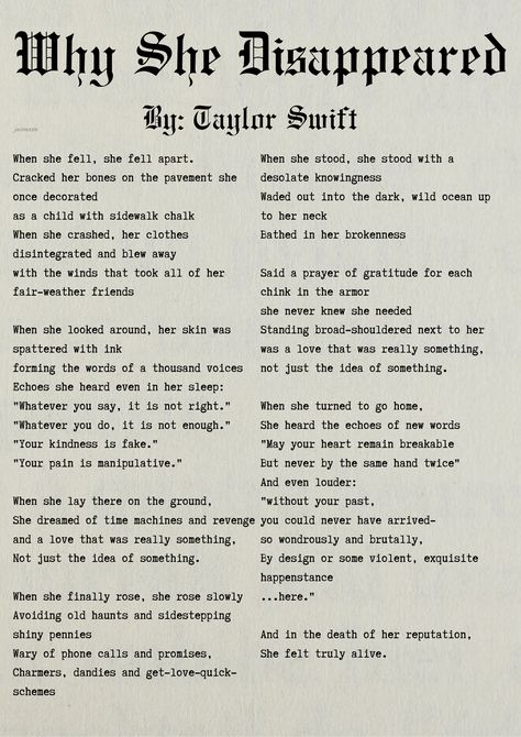 © jxstmxxn_ There Will Be No Explanation There Will Be Just Reputation, Taylor Swift Age Lyrics, Taylor Swift Metaphors, Taylor Swift Lyric Analysis, Ttpd Aestethic Wallpaper, Why She Disappeared, Taylor Swift 壁紙, Prayers Of Gratitude, Taylor Lyrics