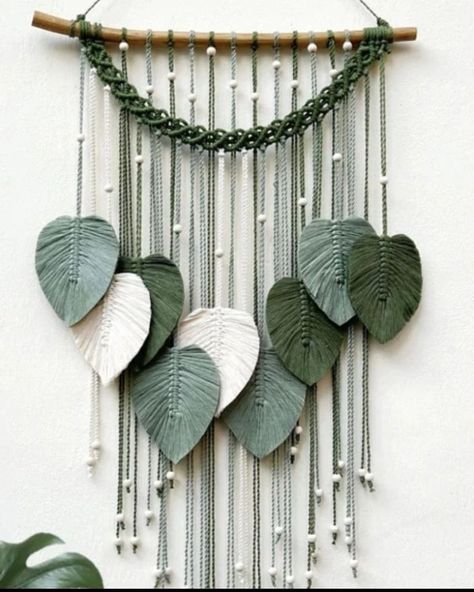 Leaf Wall Decoration, Hanging Leaf, Dried Flowers Diy, Indoor Plant Wall, Free Macrame Patterns, Macrame Knots Tutorial, Diy Boho Decor, Macrame Wall Hanging Diy, Macrame Wall Hanging Patterns