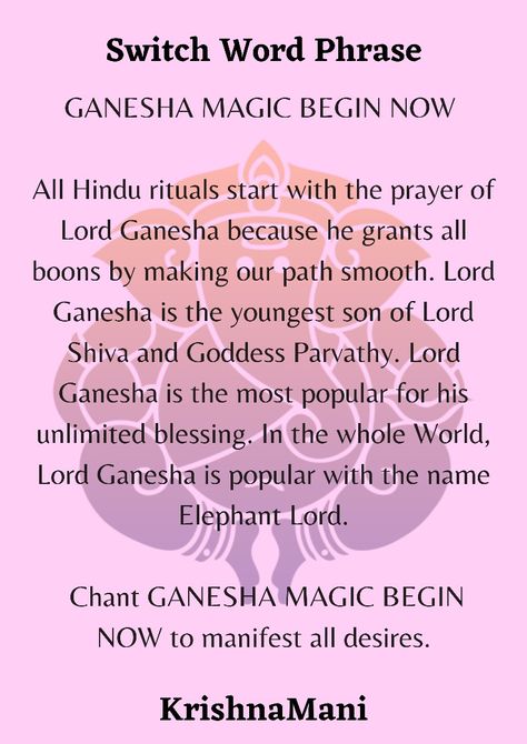 Vedic Switch Words Pdf, Healing Numbers, Ganesh Mantra, Switch Word, Ch Words, Ayurveda Books, Sacred Science, Good Vibes Quotes, Moon Book