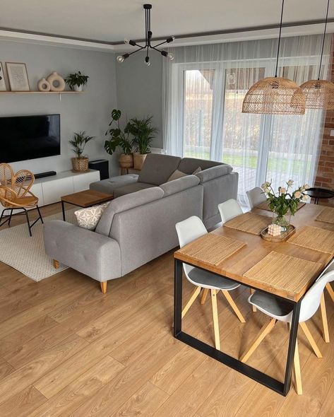 Grey Apartment, Scandinavian Interior Living Room, Living Room Dining Room Combo, Apartment Living Room Design, Dining Room Combo, Small Living Room Decor, 아파트 인테리어, Living Room Scandinavian, Future Apartment