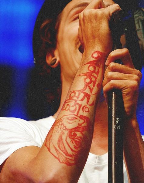 Brandon Boyd Tattoo Arm, Brandon Boyd Tattoo, Incubus Tattoo, Arm Tattoos With Meaning, Brandon Boyd Art, Tattoo Allergy, Mother Nature Tattoos, Buddhist Mantra, Brandon Boyd