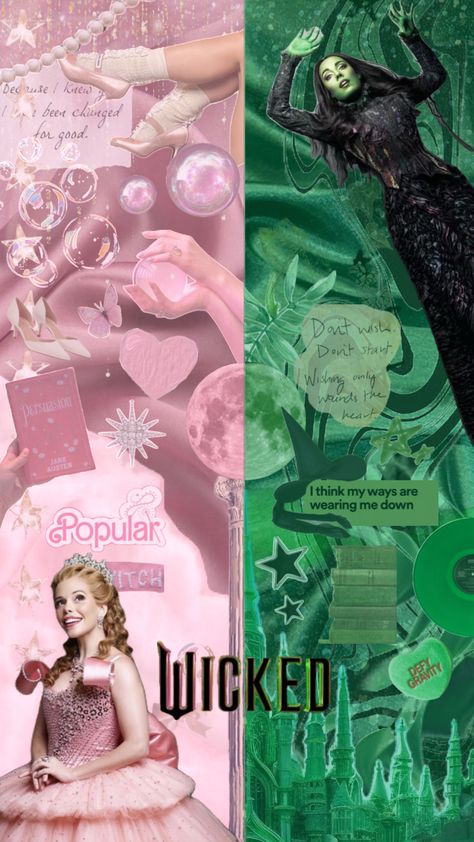 WICKED #wicked #wickedmusical #glinda #galinda #elphaba #elphie #myraruiz #fabibang Elphaba And Glinda, Ariana Grande Images, Glinda The Good, Wicked Musical, Cute Lockscreens, Disney Collage, The Wonderful Wizard Of Oz, Disney Aesthetic, Movie Wallpapers