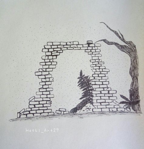 I am posting 2 days in a row? And I'm also in time for this week's prompt? Who is she?? I was really inspired while looking at old abandoned places on Pinterest and I thought of this... So this is my drawing for the prompt "Brick" Abandoned Places Drawing, Abandoned Places, The Row, Humanoid Sketch, Drawings, Design, Art