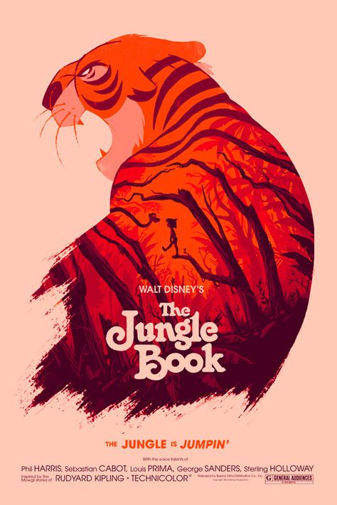 The Jungle Book, redesigned Ilustrasi Dan Poster, Olly Moss, Disney Poster, Vintage Films, Disney Movie Posters, Book Poster, The Jungle Book, Disney Posters, Film Disney