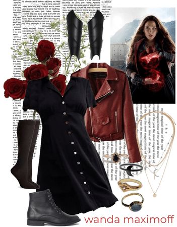 X Men Inspired Outfits, Wanda Maximoff Outfit Inspiration, Wanda Inspired Outfit, Wanda Maximoff Outfit Ideas, Wanda Maximoff Inspired Outfits, Wanda Maximoff Outfit, Wanda Outfit, Wanda Wandavision, Apocalypse Outfit