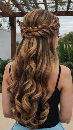 Tail Hairstyle, Hoco Hairstyles, Wedding Hair Down, Hair Design, Long Wavy Hair, Twist Hairstyles, Hair Transformation, Half Up, Bridesmaid Hair