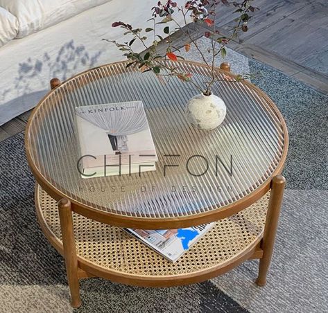 Wooden Frame Sofa, Round Coffee Table Living Room, Rattan Coffee Table, Retro Table, Small Coffee Table, Sofa Side Table, Design Del Prodotto, Wooden Coffee Table, Coffee Table Setting