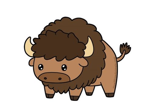 Learn to draw a bison step by step at How2DrawAnimals.com #bison #buffalo #howtodraw #cuteanimals How To Draw A Buffalo Step By Step, Buffalo Animal Drawing, Cartoon Buffalo Drawing, Buffalo Art Drawing, How To Draw A Bison, Cute Buffalo Cartoon, Bison Illustration Cute, How To Draw A Buffalo, Bison Drawing Easy