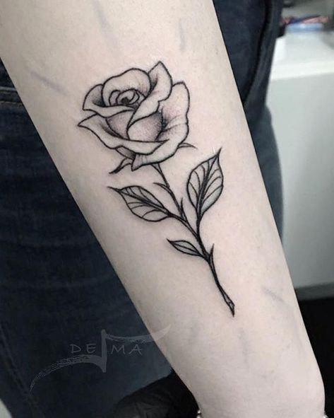 Tattoo Line Art, Single Rose Tattoos, Simple Rose Tattoo, Rose Tattoo Forearm, Rose Flower Tattoos, Rose Tattoos For Men, Rose Tattoos For Women, Christmas Miracle, Small Rose Tattoo