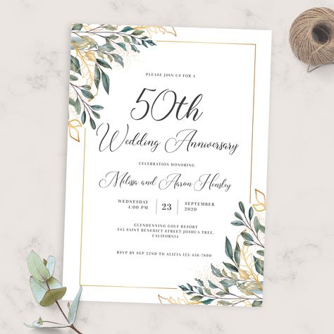 Anniversary Invitations Card, 50th Wedding Invitations, 50 Marriage Anniversary, Anniversary Invitation Ideas, Anniversary Invitation Card, 50 Anniversary Invitations, Anniversary Invitation Cards, 50th Wedding Anniversary Invitations Diy, 50th Anniversary Card Ideas