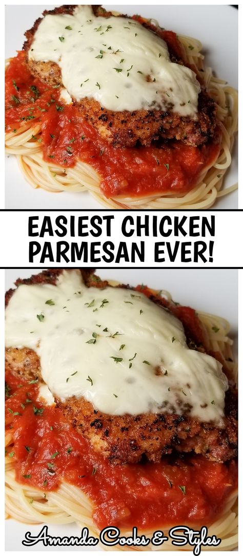 Pasta With Marinara Sauce, Chicken Parmigiana Recipe, Chicken Parmesan Recipe Easy, Chicken Parmesan Recipe Baked, Italian Meals, Chicken Parmesan Recipe, Amazing Meals, Parmesan Recipe, Easy Chicken Parmesan