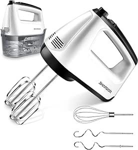 SHARDOR Hand Mixer Electric, 6 Speed & Turbo Handheld Mixer with 5 Stainless Steel Accessories, Electic Mixer for Whipping, Mixing Cookies, Brownie, Cakes, Dough Batters, Snap-On Storage Case, White Brownie Cakes, Hand Mixers, Handheld Mixer, Electric Hand Mixer, Steel Accessories, Stainless Steel Accessories, Hand Mixer, Hand Blender, Kitchen Baking