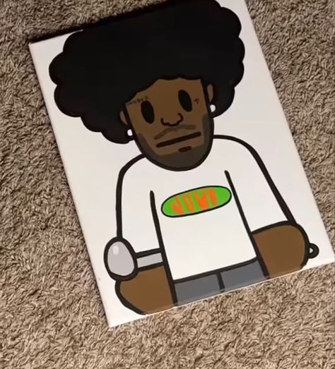 Wasteland Brent Faiyaz Canvas Painting, Painting Ideas On Canvas Brent Faiyaz, Brent Faiyaz Painting Canvas, Rapper Paintings Easy, Bape Paintings Canvas, Brent Faiyaz Painting, Boondocks Painting, Bape Paintings, 90s Cartoon Canvas Painting