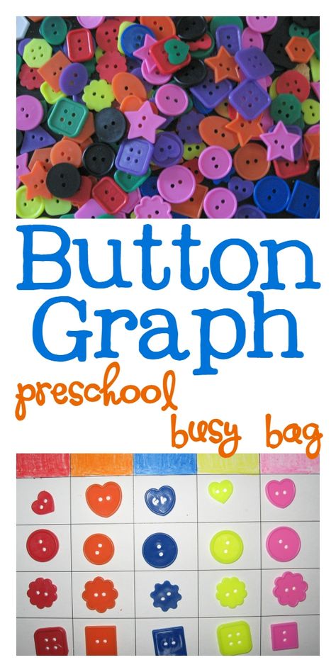 Preschool Busy Bag Button Graph Activity from Walking by the Way Letter B Activities, Activity Bags, Graphing Activities, Creative Curriculum, Fine Motor Skills Activities, Preschool Letters, Math Activity, Math Activities Preschool, Busy Bags