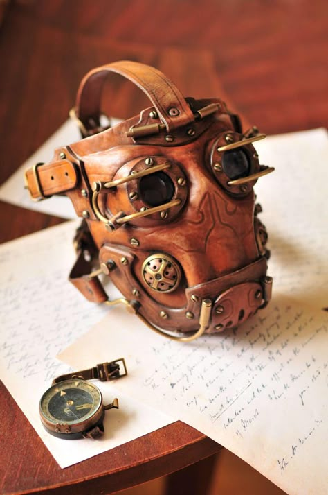 Den Bow Steampunk Gas Mask, Moda Steampunk, Steampunk Gadgets, Mode Steampunk, Steampunk Mask, Diesel Punk, Style Steampunk, Leather Mask, Steampunk Accessories