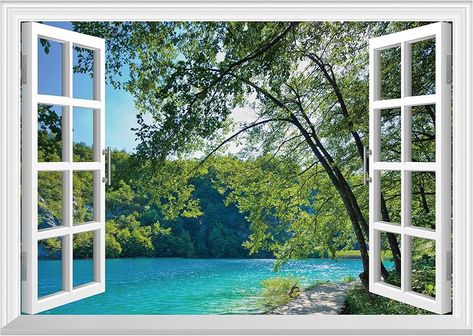 Amazon.com: FLFK Fake Window Wall Sticker - Spring Faux Window Wall Mural for Wall Decor, Stick and Peel Wall Decals,24"x16" : Everything Else Window Wall Mural, Outdoors Indoors, Fake Window, Window Inserts, Airy Room, Faux Window, Wall Decor Decals, Screen Color, Working Space