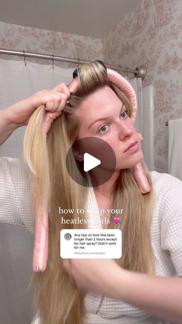 Meredith Welborn on Instagram: "how you wrap your hair is really the key to success here !! 💘 ive made some videos about this a long time ago but wanted to give y’all more detail on how ive perfected these heatless curl + tips on wrapping your hair around the silk curling rod 💘 #heatlesscurls #heatlesscurlstutorial #healthyhair #heatlesshairstyles" Silk Rod Curls, Heatless Curling Rod Headband Tutorial, Heatless Curls Overnight Headband, Satin Curling Rod, Hair Rods How To Use, How To Wrap Heatless Curls, How To Use Curling Rods, How To Use Heatless Curling Rod, Curling Rods Tutorial