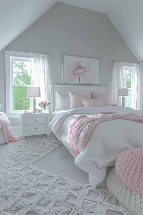 29 White Bedroom Ideas 11 Room Decor Ideas White And Pink, Pastel Colors Bedroom Ideas, Bedroom Ideas Girl Aesthetic, Cute Bedroom Ideas Pink And White, Girl Bedroom Designs Aesthetic, White And Pink House Interior, Aesthetic Room Ideas For Girl, Room Inspo White And Pink, Pastel Color Decor