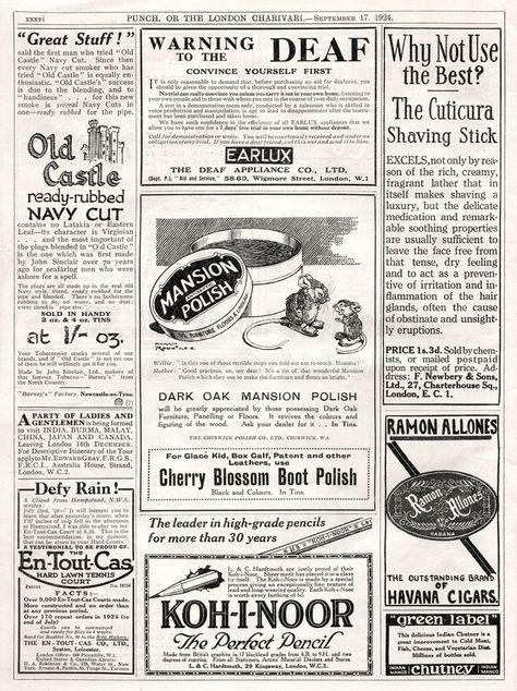 British advertisements ~ 1924. | From 1924 a page of adverti… | Flickr Old Fashion Advertisement, 1920s Advertisements Vintage Ads, 1920s Propaganda, 1920s Newspaper, 1920s Advertisements, 1920s Ads, Red Marigold, Egypt Hieroglyphics, Country Life Magazine