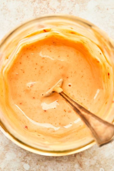 Overhead view of a jar of bang bang sauce with a spoon inside the jar. Raspberry Lemon Muffins, Sweet Thai Chili Sauce, Shrimp Dipping Sauce, Dutch Oven Beef Stew, Sweet Thai Chili, Oven Beef Stew, Dutch Oven Beef, Bang Bang Sauce, Thai Chili Sauce