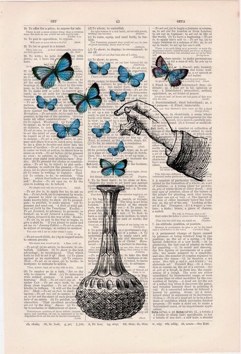 Pharmacy Art, Butterfly Collage, Chemistry Art, طابع بريدي, Book Page Art, Upcycled Art, Print Book, Print Collage, Art Collage Wall