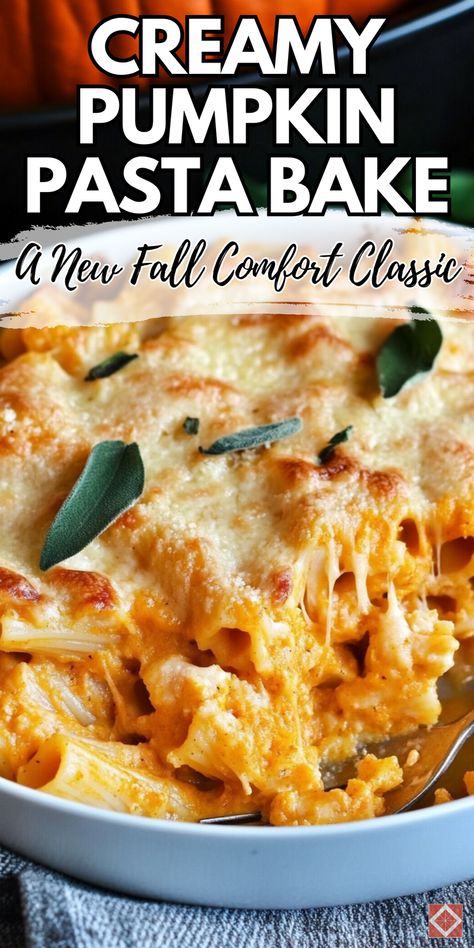 Discover your new fall comfort classic with this creamy pumpkin pasta bake. Perfect for your food recipes board, this delicious dish combines rich pumpkin flavors with creamy pasta for a cozy autumn meal. Save this pin and click for the full recipe and step-by-step instructions. Enjoy a warm and comforting dinner that's perfect for chilly nights. Pumpkin Pasta Sauce Recipe, Pumpkin Pasta Bake, Creamy Pumpkin Pasta, Pumpkin Casserole, Pumpkin Recipes Dinner, Pumpkin Pasta Sauce, Pumpkin Dishes, Healthy Meal Prep Ideas, Comforting Dinner