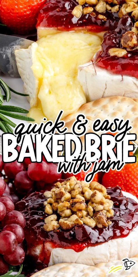 Bree Cheese Toppings, Strawberry Brie Appetizer, Baked Brie In Brie Baker, Baked Brie With Red Pepper Jelly, Cooked Brie Cheese, Gluten Free Baked Brie, Bre Cheese Ideas, How To Bake Brie In Oven, Fall Brie Recipes