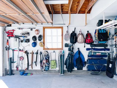 NEAT Method- garage design, garage inspiration, garage organization, garage shelving, home organization, sports equipment, storage ideas for sports equipment, weather proof storage, outdoor activities, outdoor equipment, bins for garage, baskets for garage, stroller storage, tricycle and bike storage, outdoor toys Sports Equipment Storage Ideas, Bike Storage Outdoor, Equipment Storage Ideas, Garage Inspiration, Outdoor Toy Storage, Organization Garage, Sports Equipment Storage, Stroller Storage, Christmas Decoration Storage