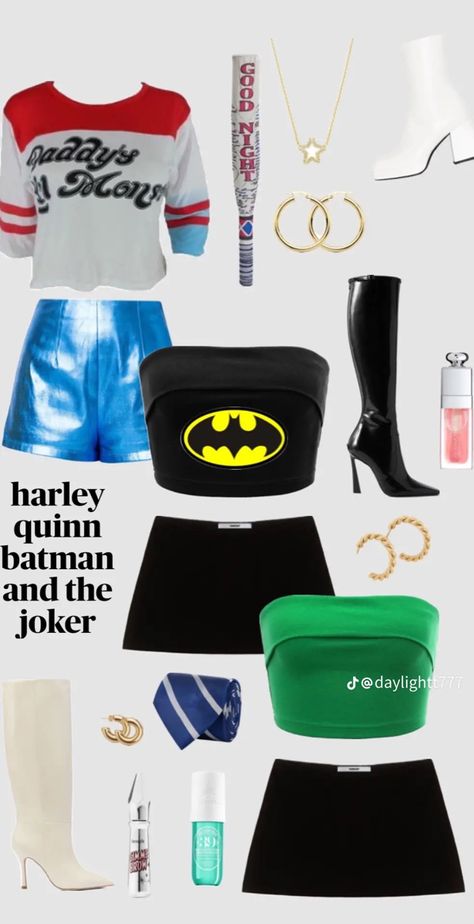 Halloween Costume Trio, Batman Costume For Girls, Trio Ideas, Harley Quinn Disfraz, Batman And The Joker, Halloween Trio, Teenage Halloween Costumes, Trio Costumes, Cute Group Halloween Costumes