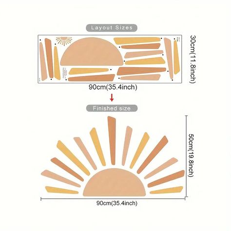 Creative Wall Sticker Boho Style Sun Pattern Self adhesive - Temu Canada Sunrise Watercolor, Kindergarten Decor, Half Sun, 3d Wall Decals, Baby Nurseries, Kids Rooms Diy, Wall Decor Decals, Nursery Wall Stickers, Sun Rise