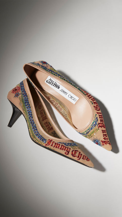 The Jimmy Choo / Jean Paul Gaultier Pump 60 Jimmy Choo Heels, Ground Breaking, Moda Vintage, Stiletto Pumps, Jimmy Choo Shoes, Paul Gaultier, Dream Shoes, Famous Brands, Jean Paul Gaultier