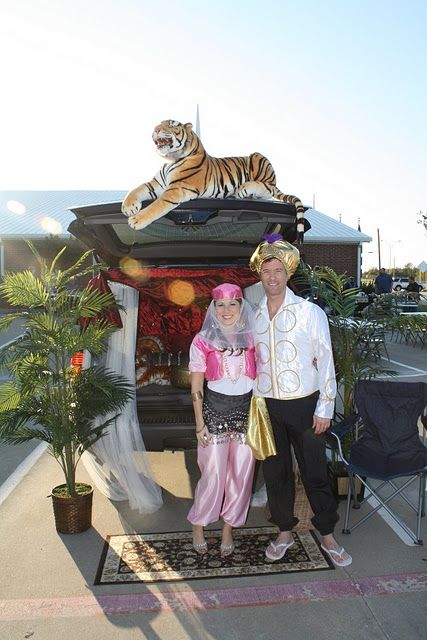 Trunk or Treat, Aladdin & Jasmine Aladdin Trunk Or Treat, Aladdin Halloween, Trunker Treat Ideas, Candy Corner, Trunk Or Treat Ideas, Gathering Ideas, Jungle Decorations, Jasmine Aladdin, Harvest Fest