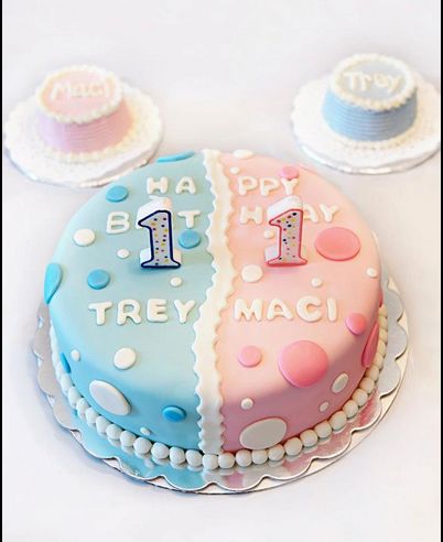 twin birthday photo | Children's Birthday Cakes Twins Cake Ideas, Twin Cake Ideas, Twins 1st Birthday Cake, Twin Baby Birthday, Sully Cake, Twins First Birthday, Twin Birthday Cakes, Bachelorette Cake, Savory Cakes