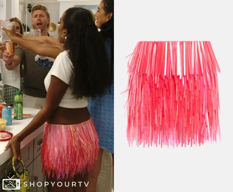 Summer House: Season 8 Episode 4 Gabby's Pink Sequin Fringe Skirt Sequin Fringe Skirt, Fringe Skirt, Season 8, Pink Sequin, Summer House, Fashion Looks, Sequin, Skirt, Tv