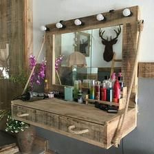 Pallet Vanity, Western Bedrooms, Western Rooms, Western Bedroom Decor, Western Bedroom, Wooden Vanity, Diy Vanity, Western Home, Vanity Ideas