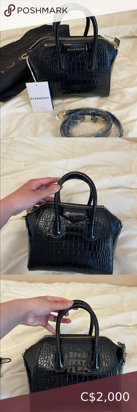 BRAND NEW - Givenchy antigona mini black croc Givenchy Antigona Mini Black, Antigona Mini, Bag Wishlist, Givenchy Handbags, Givenchy Antigona, Luxury Bags Collection, Coach Swagger Bag, Givenchy, Luxury Bags