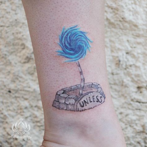 Unless stone and truffula tree Trufulla Tree Tattoo, Truffula Trees Tattoo, Truffula Tree Tattoo, Dr Seuss Tattoo Ideas, Lorax Tree Tattoo, Unless Tattoo, Truffula Trees Drawing, The Lorax Tattoo, Lorax Tattoos