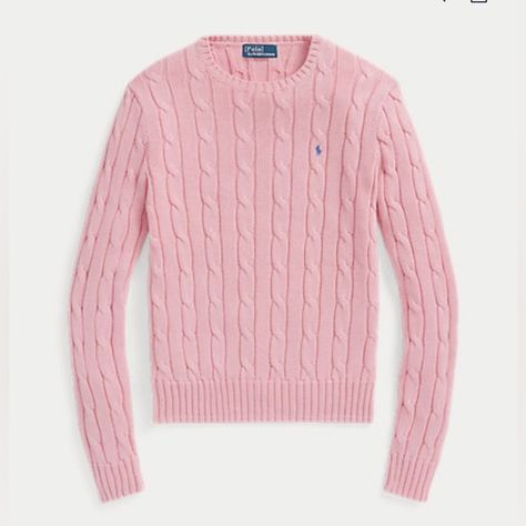 Pink Knit Sweater Ralph Lauren Cable Knit, Pull Rose, Mode Zara, Pink Knit Sweater, Cotton Jumper, Cable Knit Jumper, Long Sleeve Jumper, Polo Sweater, Long Sleeve Jersey