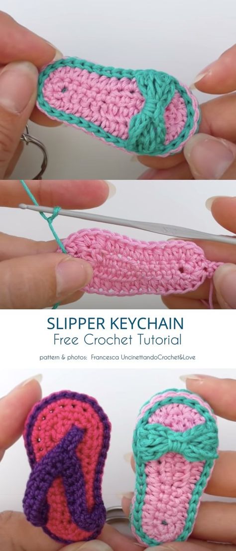 How to Crochet Flip Flop Keychains Crochet Flip Flop Pattern, Crochet Flip Flop, Flip Flop Craft, Crochet Flip Flops, Crochet Keychain Pattern, Crochet Bebe, Crochet Baby Booties, Crochet Keychain, Crochet Shoes