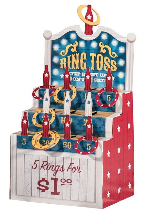 Red Blue Stars Carnival Ring Toss American Flag Party, Tiki Toss, Patriotic Invitations, Patriotic Candles, Backyard Games Kids, Hook Game, Patriotic Decorations Party, Carnival Games For Kids, Patriotic Accessories