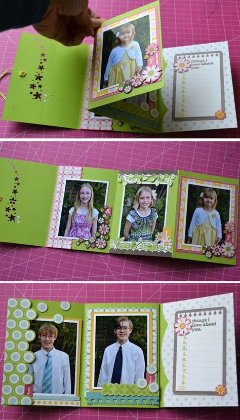 SCT:  Mother's Day Brag Books tutorial by Aly Dosdall! Greeting Card Book Diy, Index Card Book Diy, Library Card Holder Craft, Folded Books Tutorial, Gift Card Album Mini Books, Brag Book Diy Mini Albums, Preschool Memory Book, Accordian Book, Brag Books