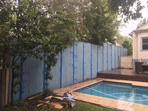 Blue board fence rendered in Surrey Hills — Renderer Mornington Peninsula - RightCoat Render - Professional Acrylic and Cement Rendering Melbourne Wide. Cement Render, Blue Board, Mornington Peninsula, Home Reno, Cement, Fence, Melbourne, Doors, Pool