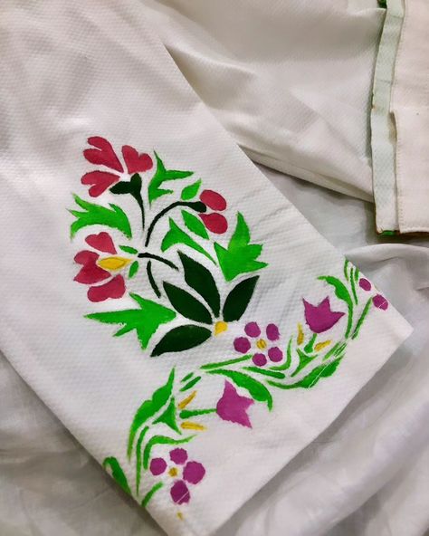 Fabric paint on long kameez Theme: mughal motifs Medium: fabric paint Cotton Binder . . . . . . . . . . . . . . . . #eid#fashion#diy#painting#follow#paintedbyme#mughal Painting Motifs, Blouse Painting, Mughal Motifs, Long Kameez, Eid Fashion, Acoustic Guitar Photography, Fabric Painting On Clothes, Guitar Photography, Kids Blouse